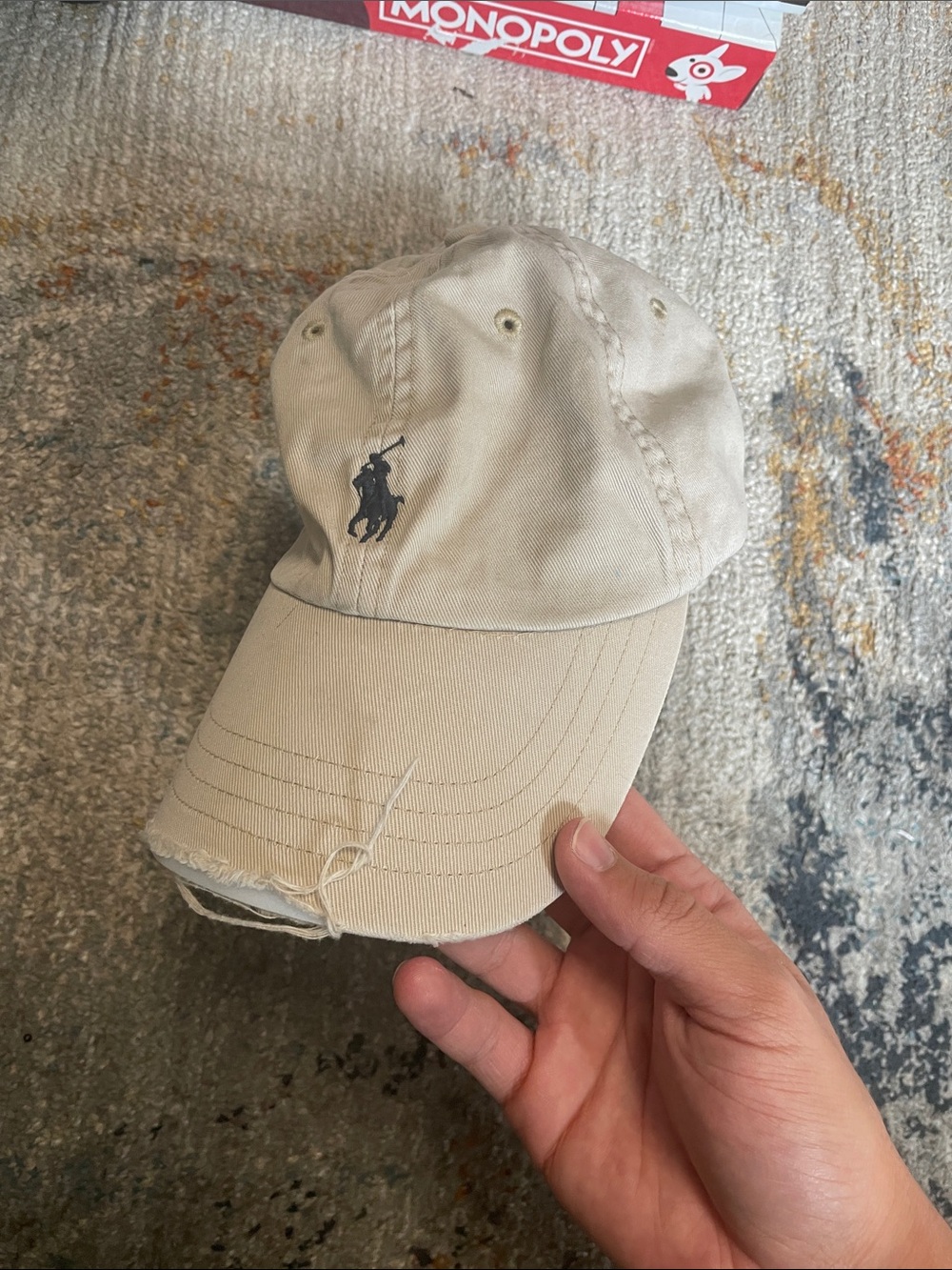 Polo by Ralph Lauren Beige Cotton Hat with Navy Pony